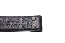 画像をギャラリービューアに読み込む, CHROME HEARTS クロムハーツ クロスパッチ ベルトストラップ サイズ30 レザー シルバー925 ブラック 美品 中古 4c067449
