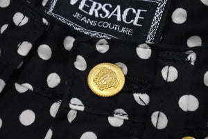 Versace Jeans Couture ヴェルサーチジーンズクチュール パンツ サイズ26 水玉模様 ブラック ホワイト コットン 美品 中古 4c067454