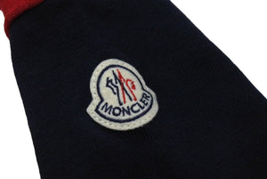 極美品 MONCLER モンクレール ニット トップス サイズXS ボーダー ロゴパッチ ホワイト レッド ネイビー コットン 中古 4c067459