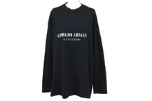 画像をギャラリービューアに読み込む, GIORGIO ARMANI ジョルジオアルマーニ 長袖Tシャツ イタリア製 コットン ブラック ホワイト サイズM 美品 中古 4c067461