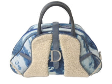 Load image into Gallery viewer, Christian Dior クリスチャンディオール サドル ハンドバッグ ガリアーノ期 MA0090 キャンバス ムートン ブルー 美品 中古 4c067477