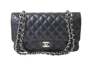 CHANEL シャネル マトラッセ キャビアスキン チェーンショルダーバッグ 13番台 シルバー金具 ブラック 美品 中古 4c067497cc