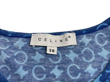 Load image into Gallery viewer, CELINE セリーヌ タンクトップ サイズ38 トリオンフ 総柄 プリント ブルー コットン ポリウレタン 美品 中古 4c067503