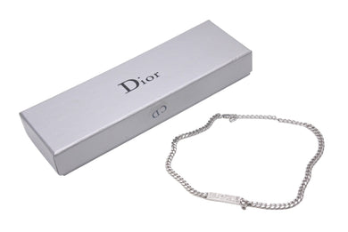 極美品 Dior ディオール ネックレス チョーカー 重量17.3g シルバーカラー メタル ラインストーン アクセサリー 中古 4c067540