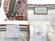 Load image into Gallery viewer, GUCCI グッチ トラウザーズ パンツ ツイード ウール ナイロン レッド ホワイト ベージュ ブラック サイズ46 美品 中古 4c067549