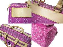 画像をギャラリービューアに読み込む, 極美品 LOUIS VUITTON ルイヴィトン ネオスピーディ ハンドバッグ M95214 モノグラムデニム ゴールド金具 ピンク 中古 4c067590