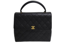 画像をギャラリービューアに読み込む, 極美品 CHANEL シャネル マトラッセ ココマーク ハンドバッグ 7番台 フランス製 キャビアスキン ブラック ゴールド 中古 4c067602