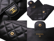 Load image into Gallery viewer, 極美品 CHANEL シャネル カードケース スモールウォレット マトラッセ ラムスキン 31番台 ブラック ゴールド金具 中古 4c067603