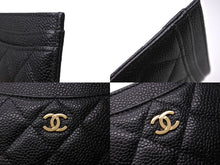 Load image into Gallery viewer, 極美品 CHANEL シャネル カードケース ココマーク キャビアスキン 22番台 ブラック ゴールド金具 中古 4c067606