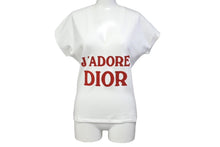 Load image into Gallery viewer, 新品未使用 Christian Dior クリスチャンディオール J&#39;ADORE VネックTシャツ 3H16155400 サイズ38 コットン ホワイト レッド 中古 4c067621