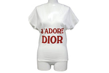 Load image into Gallery viewer, 新品未使用 Christian Dior クリスチャンディオール J&#39;ADORE VネックTシャツ 3H16155400 サイズ38 コットン ホワイト レッド 中古 4c067622