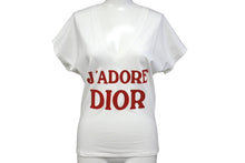 Load image into Gallery viewer, 新品未使用 Christian Dior クリスチャンディオール J&#39;ADORE VネックTシャツ 3H16155400 サイズ38 コットン ホワイト レッド 中古 4c067622