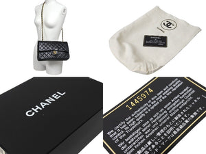 極美品 CHANEL シャネル Wフラップ マトラッセ25 チェーンショルダーバッグ ラムスキン 1番台 ブラック ゴールド金具 中古 4c067646