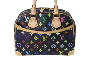 新品同様 LOUIS VUITTON ルイヴィトン ハンドバッグ トゥルーヴィル ブラック 村上隆 M92662 マルチカラー ゴールド金具 中古 4c067649