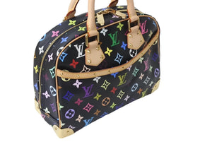 新品同様 LOUIS VUITTON ルイヴィトン ハンドバッグ トゥルーヴィル ブラック 村上隆 M92662 マルチカラー ゴールド金具 中古 4c067649