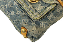 画像をギャラリービューアに読み込む, LouisVuitton ルイヴィトン バギーPM ショルダーバッグ M95049 モノグラムデニム ヌメ革 ブルー ゴールド 良品 中古 4c067651
