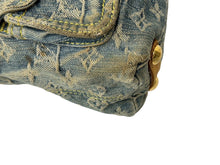 画像をギャラリービューアに読み込む, LouisVuitton ルイヴィトン バギーPM ショルダーバッグ M95049 モノグラムデニム ヌメ革 ブルー ゴールド 良品 中古 4c067651