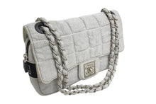 Load image into Gallery viewer, CHANEL シャネル スポーツライン チェーンショルダーバッグ マトラッセ 9番台 コットン グレー マットシルバー金具 美品 中古 4c067660