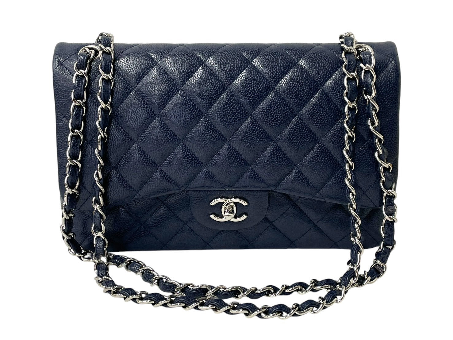 極美品 CHANEL シャネル チェーンショルダーバッグ キャビアスキン マトラッセ30 Wフラップ ネイビー シルバー金具 19番台 中古  4c067661 – Casanova Vintage