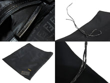 画像をギャラリービューアに読み込む, FENDI フェンディ ズッキーノ柄 ワンショルダーバッグ ハンドバッグ キャンバス ブラック シルバー金具 美品 中古 4c067655