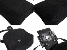 画像をギャラリービューアに読み込む, FENDI フェンディ ズッキーノ柄 ワンショルダーバッグ ハンドバッグ キャンバス ブラック シルバー金具 美品 中古 4c067655