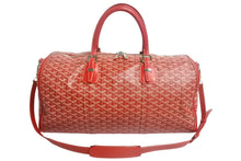 Load image into Gallery viewer, GOYARD ゴヤール クロワジュール55 ボストンバッグ ショルダーバッグ 2WAY ヘリンボーン PVC レザー レッド 美品 中古 4c067665