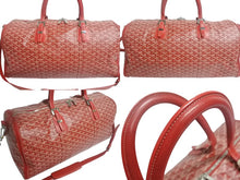 画像をギャラリービューアに読み込む, GOYARD ゴヤール クロワジュール55 ボストンバッグ ショルダーバッグ 2WAY ヘリンボーン PVC レザー レッド 美品 中古 4c067665