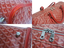 Load image into Gallery viewer, GOYARD ゴヤール クロワジュール55 ボストンバッグ ショルダーバッグ 2WAY ヘリンボーン PVC レザー レッド 美品 中古 4c067665