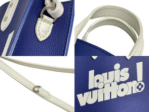 LOUIS VUITTON ルイヴィトン エブリデイLV サック プラ XS 2way M80841 シルバー金具 ブルー ホワイト 美品 中古 4c067673