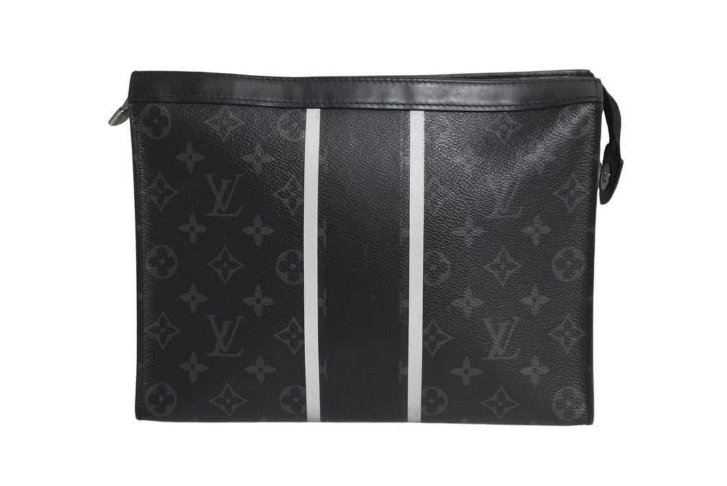 LOUIS VUITTON ルイヴィトン ポシェットヴォワヤージュMM クラッチバッグ M64440 シルバー金具 ブラック 美品 中古 4c067676