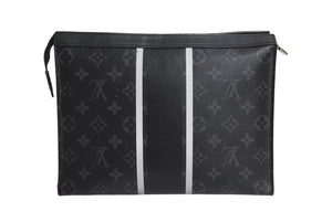 LOUIS VUITTON ルイヴィトン ポシェットヴォワヤージュMM クラッチバッグ M64440 シルバー金具 ブラック 美品 中古 4c067676