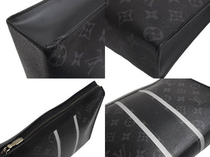 LOUIS VUITTON ルイヴィトン ポシェットヴォワヤージュMM クラッチバッグ M64440 シルバー金具 ブラック 美品 中古 4c067676