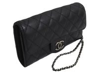 Load image into Gallery viewer, 極美品 CHANEL シャネル マトラッセチェーンウォレット 長財布 キャビアスキン 21番台 ブラック 中古 4c067683