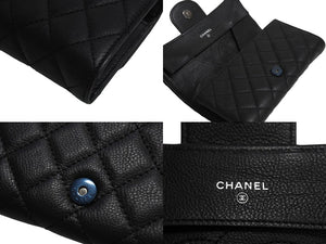 極美品 CHANEL シャネル マトラッセチェーンウォレット 長財布 キャビアスキン 21番台 ブラック 中古 4c067683