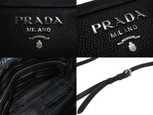 Load image into Gallery viewer, 極美品 PRADA プラダ ショルダーバッグ 1BH096 斜め掛けバッグ ブラック レザー シルバー金具 中古 4c067687