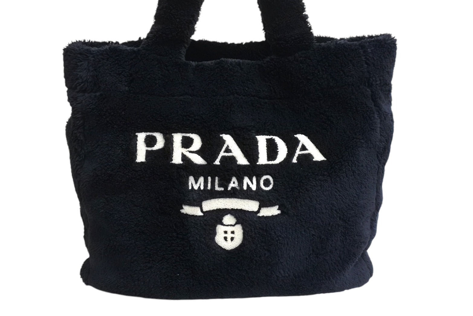 PRADA プラダ ファー ブラック レタリングロゴ トートバッグ 1BG130 美品 中古 4c067692 – Casanova Vintage