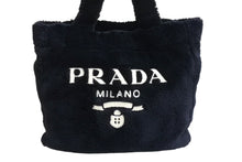 Load image into Gallery viewer, PRADA プラダ ファー ブラック レタリングロゴ トートバッグ 1BG130 美品 中古 4c067692