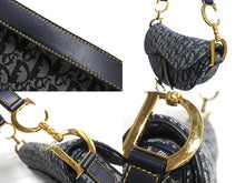 画像をギャラリービューアに読み込む, 極美品 Christian Dior クリスチャン ディオール トロッター サドルバッグ キャンバス×レザー ネイビー ハンドバッグ 中古 4c067694