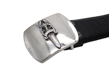 画像をギャラリービューアに読み込む, CHROME HEARTS クロムハーツ 1.5 STRAP ベルトストラップ サイズ32 ブラック レザー シルバー925 美品 中古 4c067700
