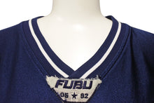 Load image into Gallery viewer, FUBU フブ フットボール ジャージ 半袖Tシャツ KOREA製 メッシュ レッド ネイビー シルバー サイズXL 中古 4c067719