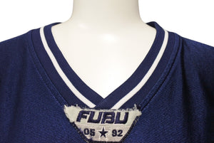 FUBU フブ フットボール ジャージ 半袖Tシャツ KOREA製 メッシュ レッド ネイビー シルバー サイズXL 中古 4c067719