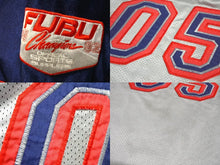 Load image into Gallery viewer, FUBU フブ フットボール ジャージ 半袖Tシャツ KOREA製 メッシュ レッド ネイビー シルバー サイズXL 中古 4c067719