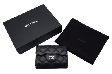 CHANEL シャネル クラシック スモール フラップ ウォレット 三つ折り財布 31番台 キャビアスキン ブラック 美品 中古 4c067745