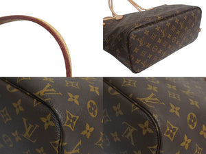 極美品 Louis Vuitton ルイヴィトン モノグラム ネヴァーフルMM M40995 ポーチ付き ブラウン PVC レザー 中古 4c067754