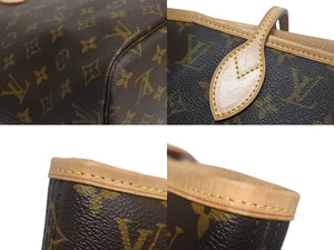 極美品 Louis Vuitton ルイヴィトン モノグラム ネヴァーフルMM M40995 ポーチ付き ブラウン PVC レザー 中古 4c067754