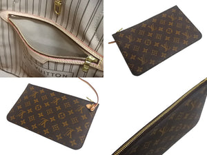 極美品 Louis Vuitton ルイヴィトン モノグラム ネヴァーフルMM M40995 ポーチ付き ブラウン PVC レザー 中古 4c067754