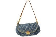 Load image into Gallery viewer, LOUIS VUITTON ルイヴィトン ミニプリーティ ハンドバッグ M95050 モノグラムデニム ゴールド金具 ブルー 美品 中古 4c067757