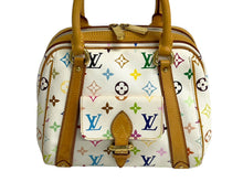 画像をギャラリービューアに読み込む, LOUIS VUITTON ルイヴィトン プノシラ ハンドバッグ M40096 PVC ヌメ革 ゴールド金具 ホワイト マルチカラー 美品 中古 4c067777