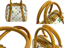 画像をギャラリービューアに読み込む, LOUIS VUITTON ルイヴィトン プノシラ ハンドバッグ M40096 PVC ヌメ革 ゴールド金具 ホワイト マルチカラー 美品 中古 4c067777