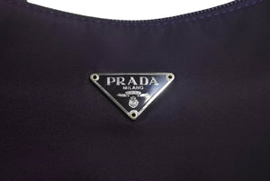 新品同様 PRADA プラダ ハンドバッグ ホーボー MV519 トライアングルロゴ パープル ナイロン シルバー金具 中古 4c067782